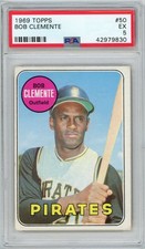 Graded 1969 Topps Bob Roberto Clemente #50 Baseball Card PSA 5 Excellent picture