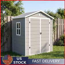 5x3ft/6x4.4ft Outdoor Resin Storage Shed Plastic Shed Floor Window Lockable Door picture