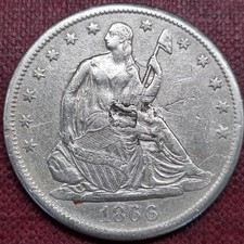 1866 S Seated Liberty Half Dollar 50c Higher Grade XF - AU Details #102520 picture