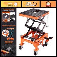 Hydraulic Motorcycle Lift Table 350 lbs Capacity Scissor Jack with J-Hooks & Whe picture
