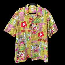 Vintage Y2k Go Barefoot Hawaiian Shirt Primo Beer Hawaiian Phrases Men’s 2XL picture