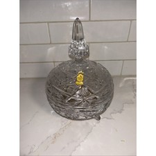 Vintage Lead Crystal Footed Lidded Candy Dish 9