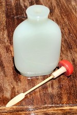 Antique 18th 19th c. Qing Dynasty Chinese White Jade Red Coral Snuff Bottle picture