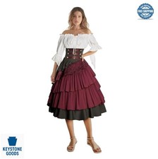 Women's Pirate Costume Renaissance Shirt Steampunk Skirt Set Off Shoulder Long picture