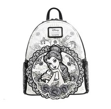 Loungefly Disney Beauty and the Beast Belle Sketch Mini Backpack Black White NWT picture