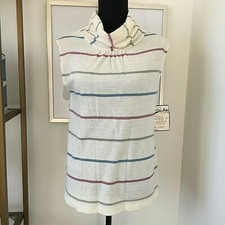 Vintage 1970 Helen Kay for Lucky Tops Sleeveless Stripe Cowl Neck Top Dead Stock picture