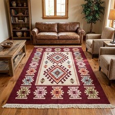 Turkish Kilim Rug, Boho Vintage Area Rug, Geometric Tribal Carpet Decor picture