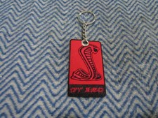 2015 - 2026 SHELBY MUSTANG GT350 RED AND BLACK EMBROIDERED LOGO PATCH KEYCHAIN picture