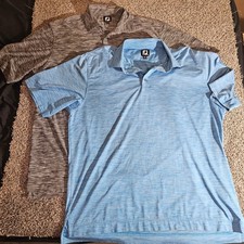FootJoy ProDry Golf Polo Shirts Lot of 2 Mens XL Blue Grey Heather Space Dye FJ picture