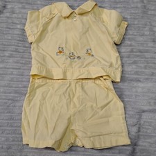 Vintage Baby Boy Yellow Shorts Outfit 3-6 Months 2 PC Short Sleeve  picture