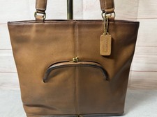 Vintage Coach NYC Era Bonnie Cashin Skinny Brown Leather Kisslock Tote picture