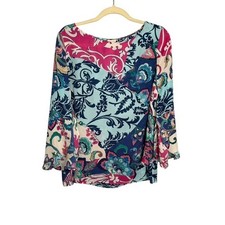 Chico's Blouse Women's Medium Floral Paisley Bell Sleeves Lightweight Chicos 1 picture