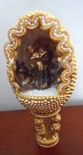 Handmade Vintage Ornament - EGG SHAPE ANGEL w/SONGBOOK DIORAMA picture