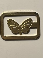 VTG Gold Tone Metal Italy Paperclip Small Money Clip Holder Bookmark Butterfly picture