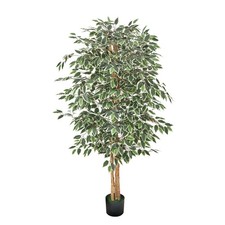 Uimoso 6FT Artificial Ficus Tree Tall Faux Plant with Black Pot Indoor Decor picture