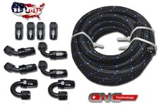 AN10 AN-10 Black Swivel Steel Nylon Braided Oil Fuel Hose 20FT 10 Fittings Kit picture
