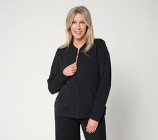 Liberare Women's Jacket Sz L Denim & Co. Active French Terry Zip w Black A596374 picture
