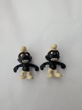 Smurfs Smurf Rare Angry Black Smurmpf 1966 Vintage Figures Pair  picture