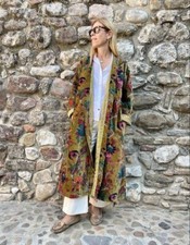 Indian Green Floral Kimono Velvet Kimono Robes Night Gown Bridal Night Kimono AU picture