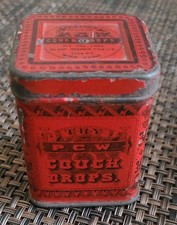 Antique Tin Can PCW Cough Drops P. C. Wiest Co, York PA, Patent Medicine pre1900 picture