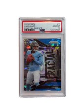 Cam Ward Rookie Card 2025 Panini Prizm - Fractal #11 Blue Ice /99 (RC) PSA 10 picture