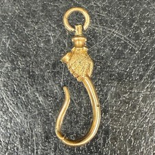 Antique Victorian Hand Pocket Watch Swivel Clasp Gold Tone Fob Hook 1.25