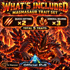 ARK ASA Official PvE Magmasaur Trait Set | Quick-Hitting x2 | Mineral-Bearing x3 picture