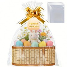24 x 30 Inch Large Cellophane Basket Bags: 10 Pcs Clear Gift Bags for Small picture