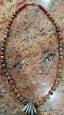 Native American Turquoise Necklace, Emerald Valley, Bodhi Seed,Rubies, Heishi picture