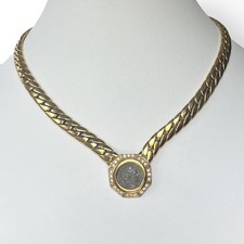 Vintage 1980’s Carolee Omega Gold Tone Necklace Choker with Faux Roman Coin picture