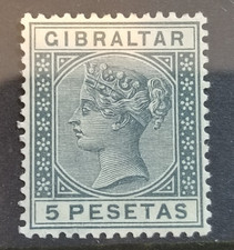 GIBRALTAR 1889 VICTORIA SG33 5P SLATE-GREY MOUNTED MINT picture