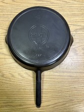 HTF Griswold Cast Iron #9 Slant “Erie” Logo Skillet with Wooden Handle 727 Vtg picture