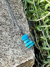 Vintage Native American Sterling Silver Turquoise Chip Necklace Jewelry  picture