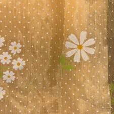Vintage Peach Flocked Swiss Dot Daisy Fabric Pinafore Dress OOP HTF 2 Pieces picture