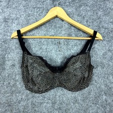 Freya Summer Haze Underwire Balcony Bra Womens Large Black Polka Dot Lace Sheer picture