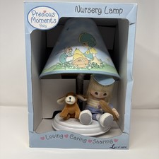 Vintage Precious Moments Boys Nursery Lamp- New In Box - Baseball - Puppy picture