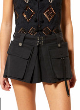 Isabel Marant Barta Black High Rise Cotton Canvas Cargo Shorts w/ Pockets 36 picture