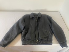 Vintage Wilsons Black Leather Bomber Jacket Men’s Medium Nylon Lined 90s VGC picture
