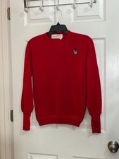 VTG 80s Georgia Bulldogs V-Neck Sweater L Red Pullover College Wear by Gepner picture
