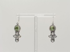 Genevieve Francisco Navajo Sonoran Gold Turquoise Sterling Silver Earrings picture