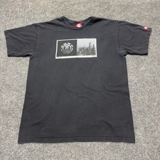 Vintage 90s Element Endure Shirt Black Cityscape Logo Skate Shirt Men Medium picture