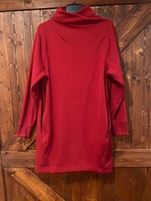 Athleta Cozy Karma Mock Neck Zip Red Soft Sweatshirt Jersey Pocket Dress XLT picture