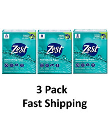Zest Deodorant Bar Soap, Hydrating Moisture, Aqua 8 Bars 4 oz. each - 3 PACK picture