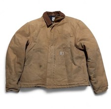 Vintage Carhartt J02 BRN Brown Duck Canvas Arctic Jacket 42R picture