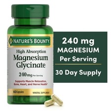Nature's Bounty High Absorption Magnesium Glycinate Supplements, 240mg, Supports picture