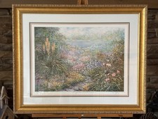 Vintage Linda Geyer “Garden Walk” Signed Framed Art Print BOOKEND 500/500 31x26” picture