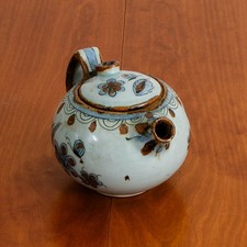 Mid Century Modern El Palomar Lidded Tea Pot Blue Dripped Glazed Ceramic Signed picture