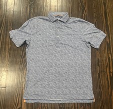 Johnnie O Performance Polo Shirt Men’s Medium Blue AOP Polyester  picture
