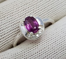 Size 7, Natural Rhodolite Garnet Ring in Solid .925 Sterling Silver picture