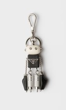 PRADA Black/White Robot Saffiano Leather Keychain Bag Charm picture